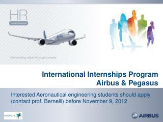 International Internships Program Airbus & Pegasus