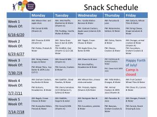 Snack Schedule