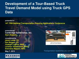 Development of a Tour-Based Truck Travel Demand Model using Truck GPS Data