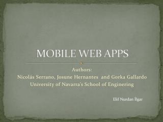 MOBILE WEB APPS