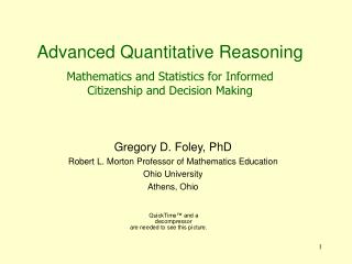Advanced Quantitative Reasoning Mathematics and Statistics for Informed Citizenship and Decision Making