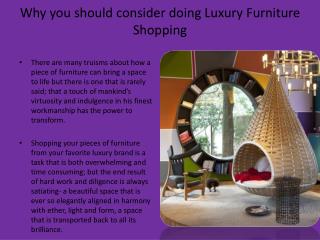 Why you should consider doing Luxury Furniture Shopping