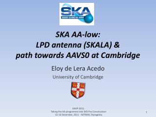 SKA AA-low: LPD antenna (SKALA) & path towards AAVS0 at Cambridge