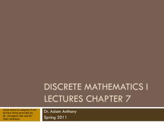Discrete Mathematics I Lectures Chapter 7