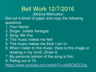 Bell Work 12/7/2016
