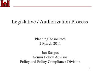 Planning Associates 2 March 2011 Jan Rasgus Senior Policy Advisor
