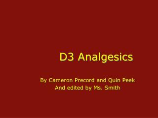 D3 Analgesics