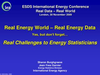 ESDS International Energy Conference Real Data – Real World London, 30 November 2009