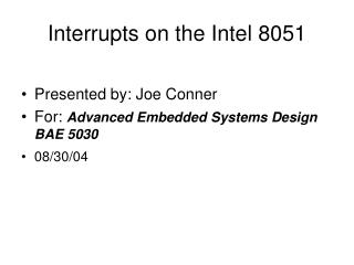 Interrupts on the Intel 8051