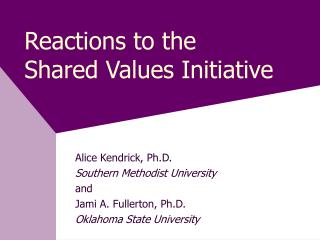 Reactions to the Shared Values Initiative
