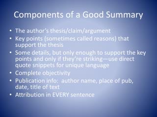 Components of a Good Summary