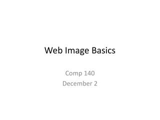 Web Image Basics