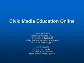 Civic Media Education Online