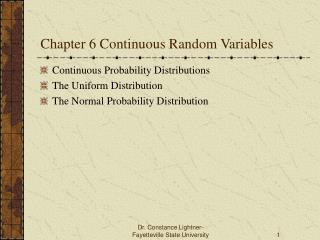 Chapter 6 Continuous Random Variables