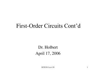 First-Order Circuits Cont’d