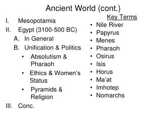 Ancient World (cont.)