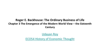 Udayan Roy ECO54 History of Economic Thought