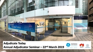 Adjudicate Today Annual Adjudicator Seminar – 22 nd March 2019