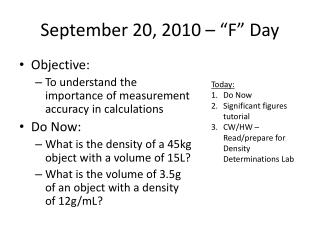 September 20, 2010 – “F” Day