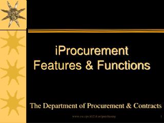 iProcurement Features & Functions