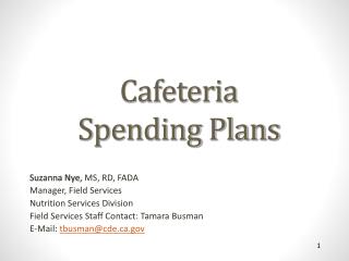 Cafeteria Spending Plans