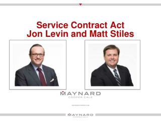 Service Contract Act Jon Levin and Matt Stiles