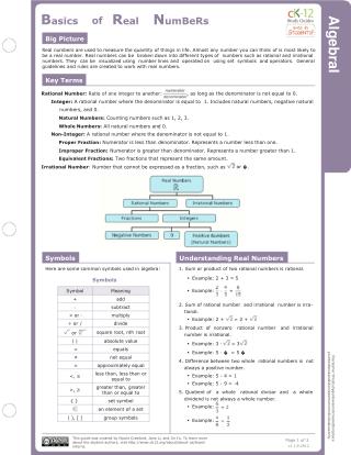 Basics of Real Numbers