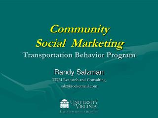 Community Social Marketing Transportation Behavior Program