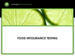FOOD INTOLERANCE TESTING