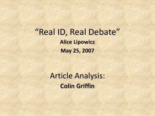 “Real ID, Real Debate”