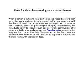Paws for Vets - Because dogs are smarter than us