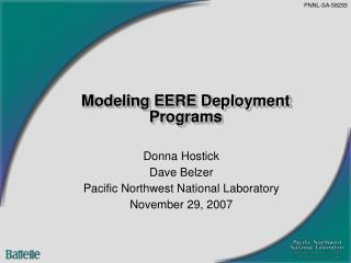 Modeling EERE Deployment Programs