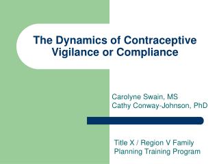 The Dynamics of Contraceptive Vigilance or Compliance