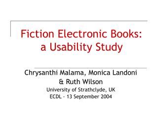 Fiction Electronic Books: a Usability Study