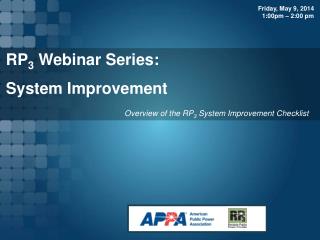 RP 3 Webinar Series: System Improvement