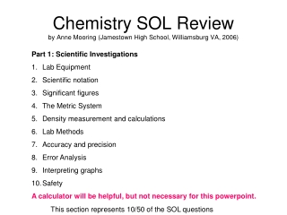 Chemistry SOL Review by Anne Mooring (Jamestown High School, Williamsburg VA, 2006)