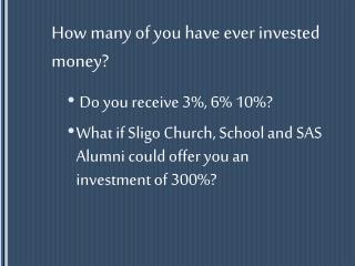 How many of you have ever invested money?