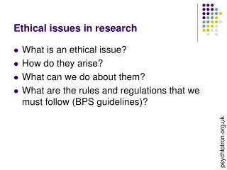 Ethical issues in research