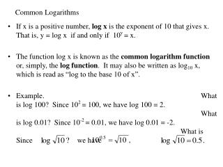Common Logarithms