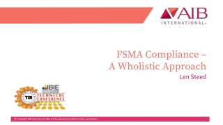FSMA Compliance – A Wholistic Approach