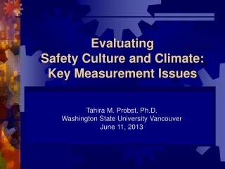 Evaluating Safety Culture and Climate: Key Measurement Issues