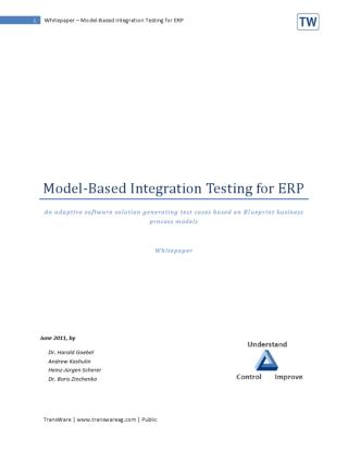 Model based testing for Integration and Regression Tests in
