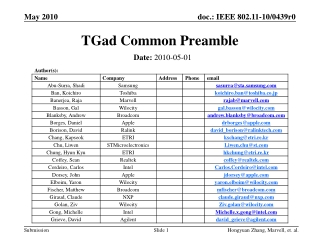 TGad Common Preamble