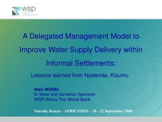 A Delegated Management Model to Improve Water Supply Delivery within Informal Settlements: