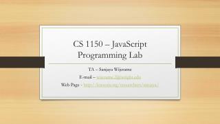 CS 1150 – JavaScript Programming Lab