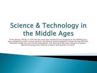 science and technology in the middle ages