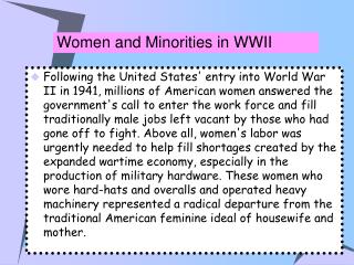 Women and Minorities in WWII