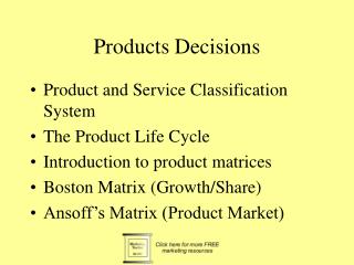 Products Decisions