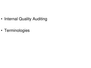 Internal Quality Auditing Terminologies