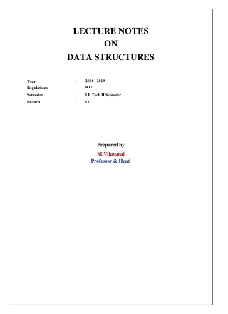 LECTURE NOTES ON DATA STRUCTURES
